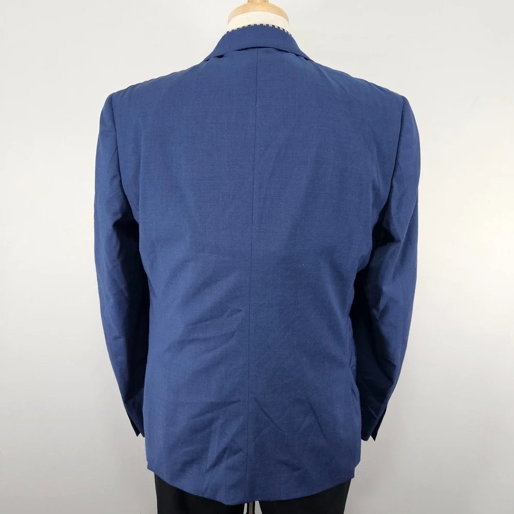 Calvin Klein Men's Sport Coat Blazer Two Button Navy Blue Wool Spandex Size 44L